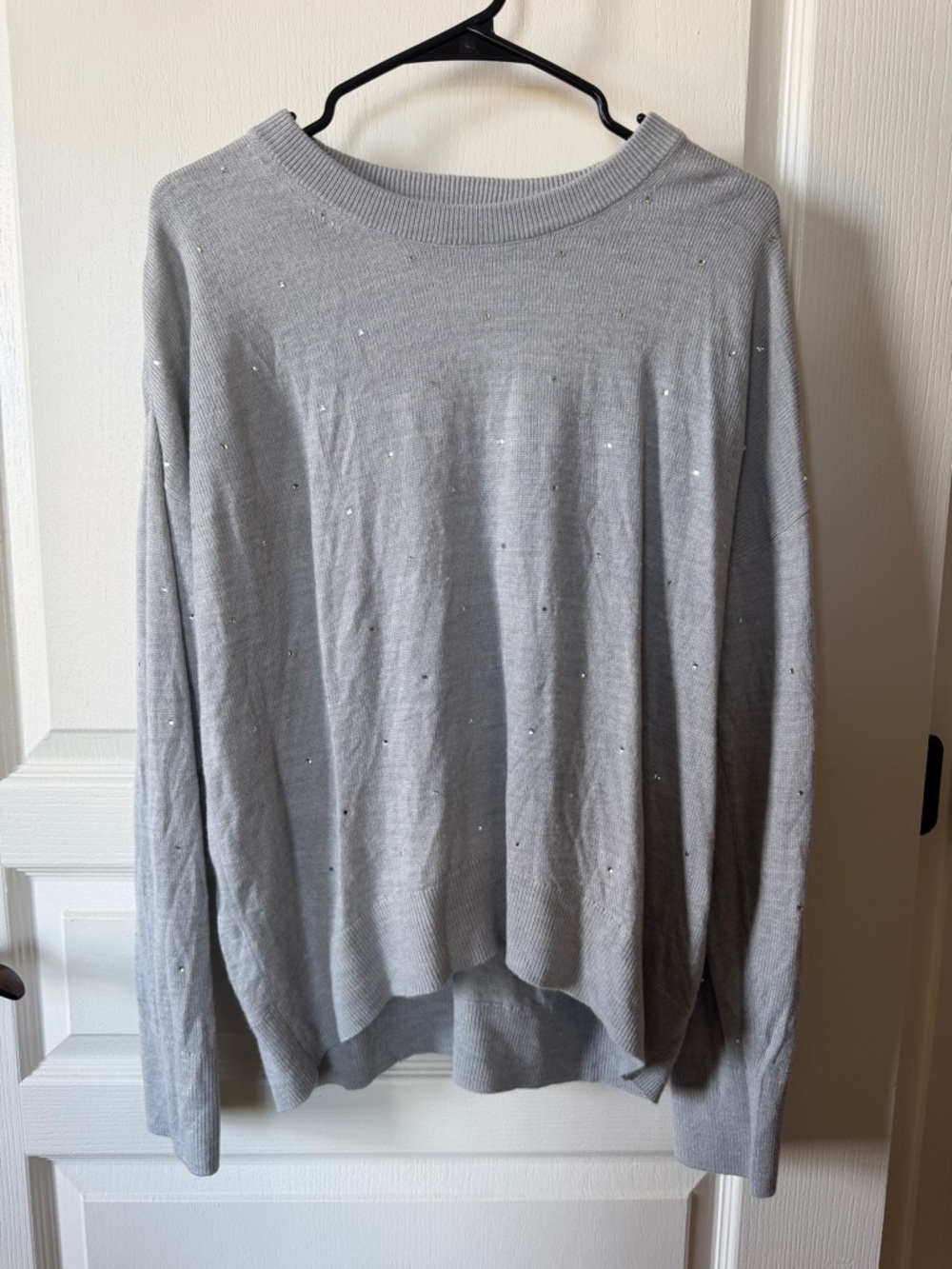 DKNY Jeans Light Gray Sweater with Stud Accents